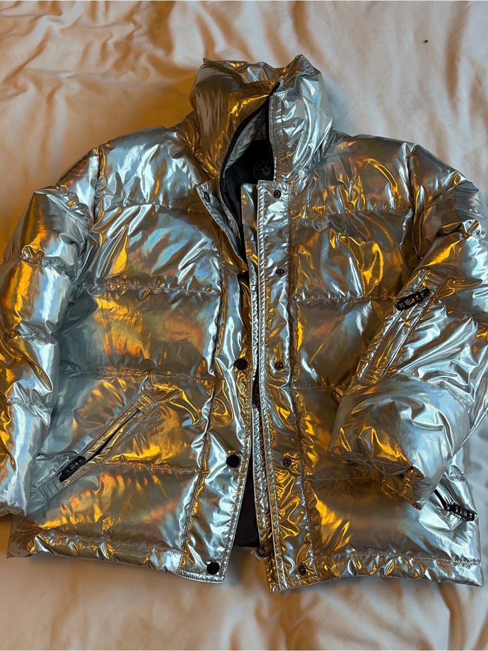 Sample Mousse Silver Metallic Puffer Jacket